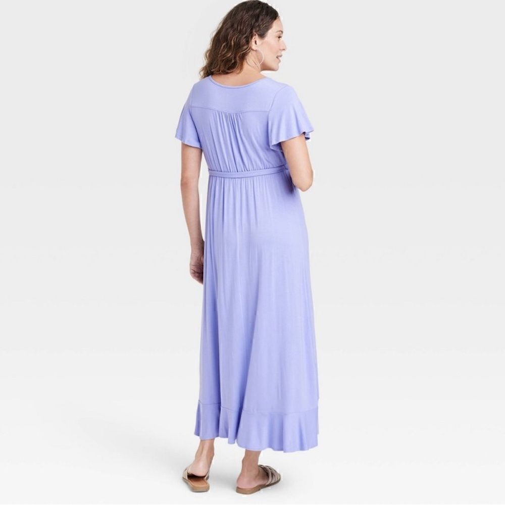 Isabel Maternity Flutter Short Sleeve Maxi Empire Waist Dress NWT Size XS - Picture 4 of 6